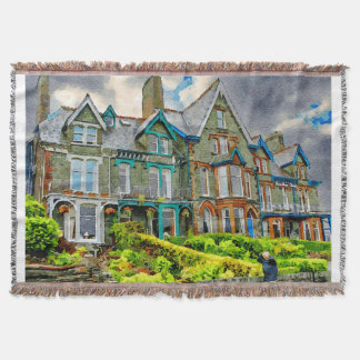 Cobertor Casa vitoriana em Keswick pintada em aquarela
