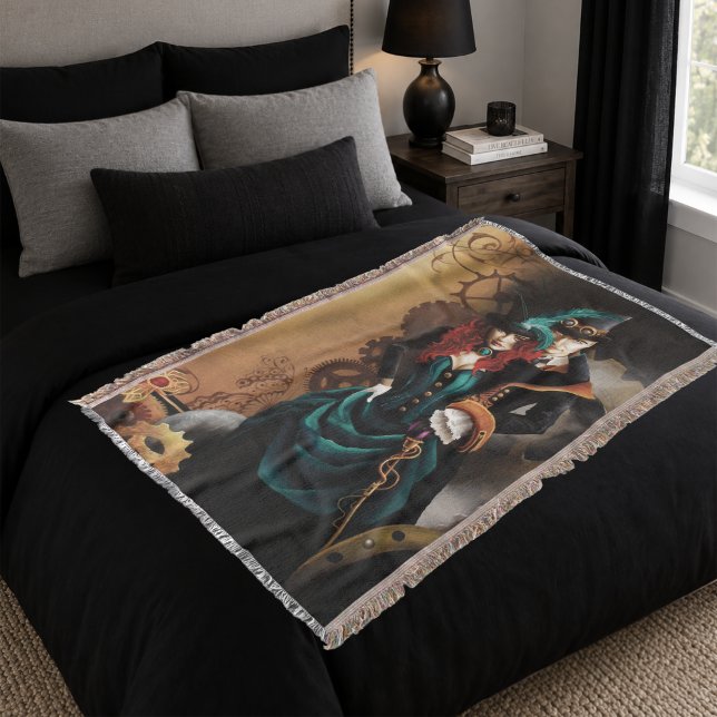 Cobertor Casal Elegante Steampunk Vitoriano Romance (Criador carregado)