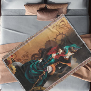 Cobertor Casal Elegante Steampunk Vitoriano Romance