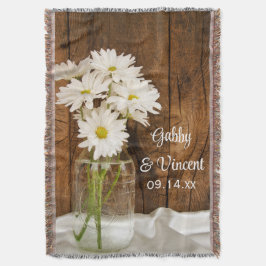 Cobertor Casamento de Mason Jar e White Daisies Country