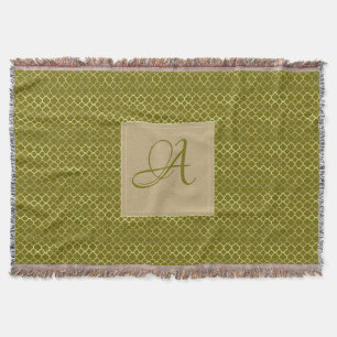 Cobertor Casamento de Monograma Verde Dourado Quatrefoil Re