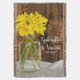 Cobertor Casamento entre Mason Jar e Daisies Amarelas