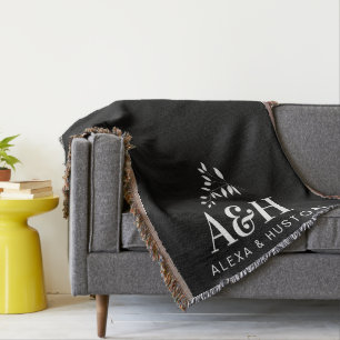 Cobertor Casamento Monograma Bride e Groom Minimalista Teci