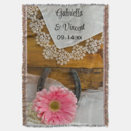 Cobertor Casamento rosa margarida, rendas e ferradura ocide