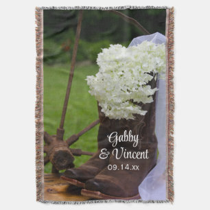 Cobertor Casamento Rustic Hydrangea e Cowboy Boots Western