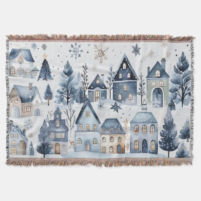 Cobertor Casas de Natal na Holanda do inverno (Frente)