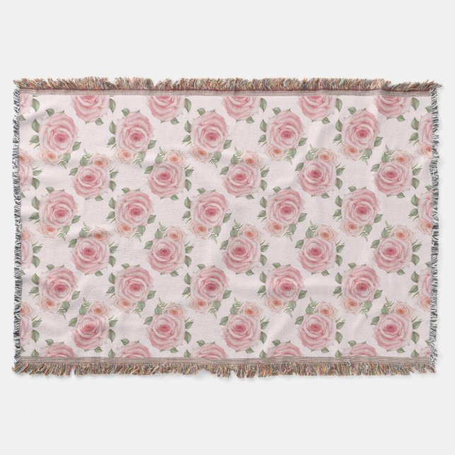 Cobertor Casca de jardim rosa-rosa-vindima Throw Blanket (Frente)