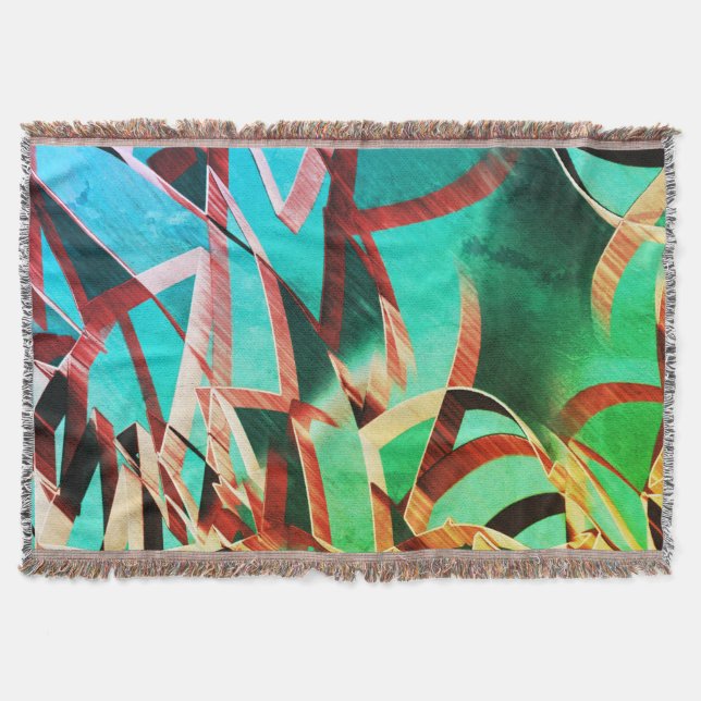 Cobertor Castanho passa por verde-rústico e aquamarina (Frente)