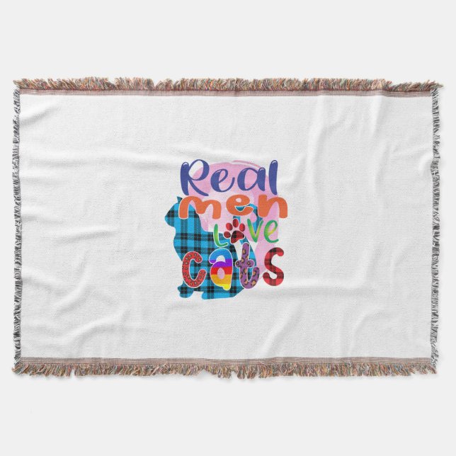 Cobertor Cat Art Real Men Adoram Gatos (Frente)