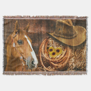 Cobertor Cavalo Cowboy Chapéu Laço Girassol Conselho