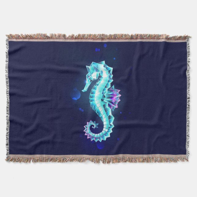 Cobertor Cavalo de Gelo Cristal em Fundo Azul (Frente)