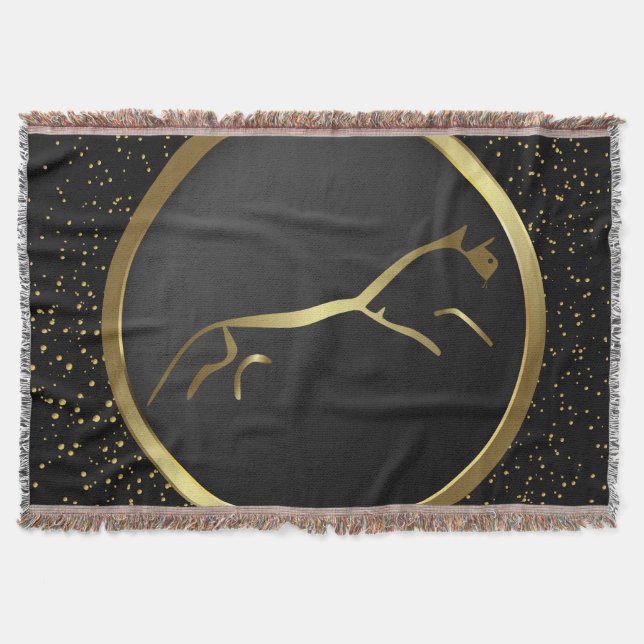 Cobertor Cavalo de Uffington Dourado Metálico em Greve (Frente)