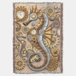 Cobertor Cavalo-Marinho Steampunk Surrealista Vintage