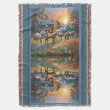 Cavalo no Prado de Flores Silvestres da Fazenda