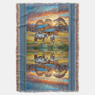 Cobertor Cavalo no Prado de Flores Silvestres da Fazenda