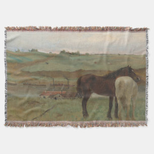 Cobertor Cavalos num Prado, Pintura a Petróleo, Edgar Degas