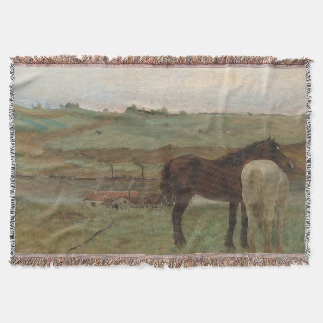 Cobertor Cavalos num Prado, Pintura a Petróleo, Edgar Degas (Frente)
