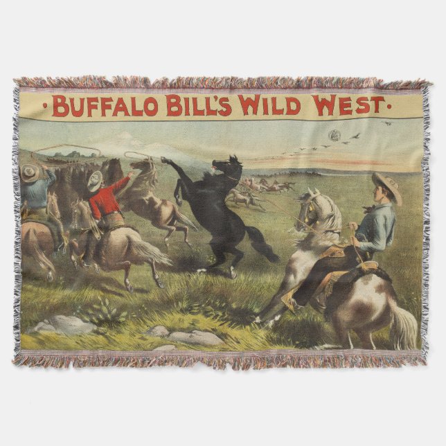 Cobertor Cavalos Selvagens Oeste de Buffalo Bill (Frente)