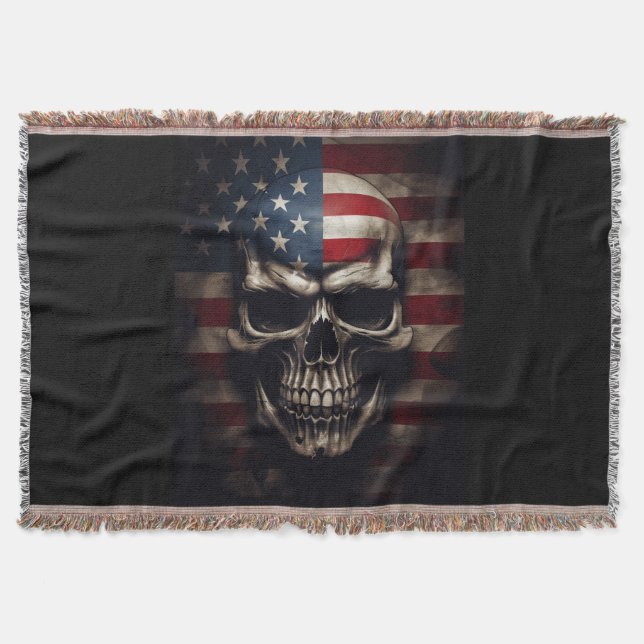 Cobertor Caveira da Bandeira Americana  (Frente)