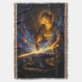 Cobertor Celtic Blacksmith Goddess Forging Sword Fantasy Ar