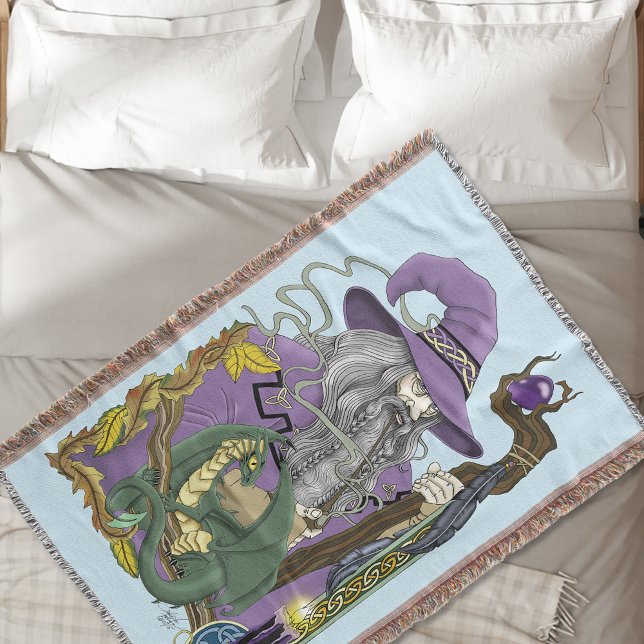 Cobertor Celtic FeiticeiroDragão Fantasia Roxo (Criador carregado)