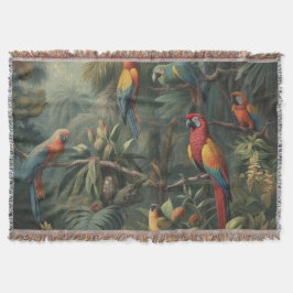 Cobertor Cena botânica dos papagaios e ananás