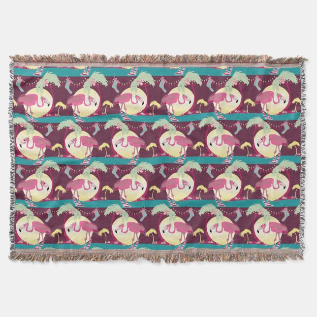 Cobertor Cena de Férias Flamingo de Natal hipster (Frente)