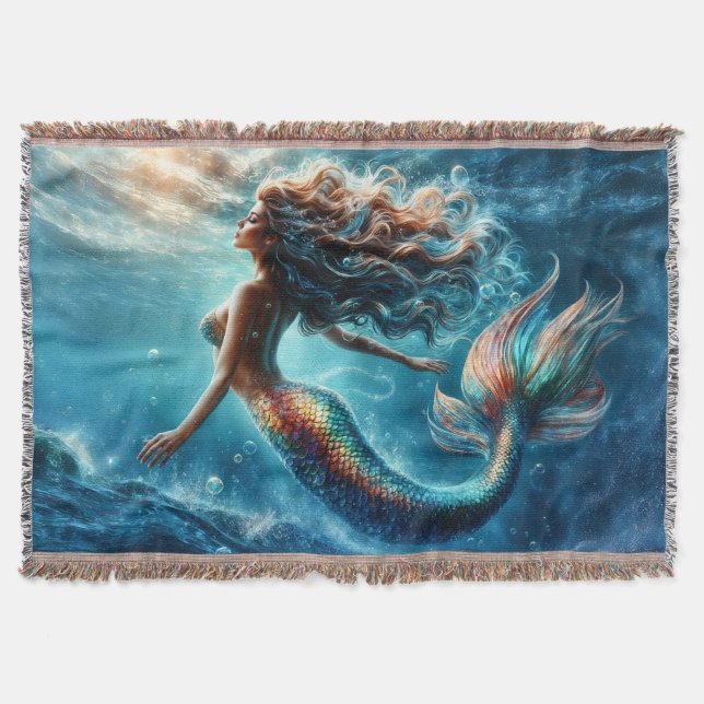 Cobertor Cena de sereia de uma moradora do mar mítica graci (Frente)