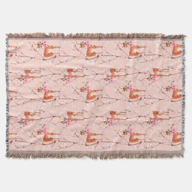 Cobertor Cereja florada e fawns /2 (Frente)