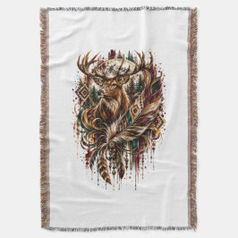 Cobertor Cervo Tribal Boho, Sonhando com Cervo