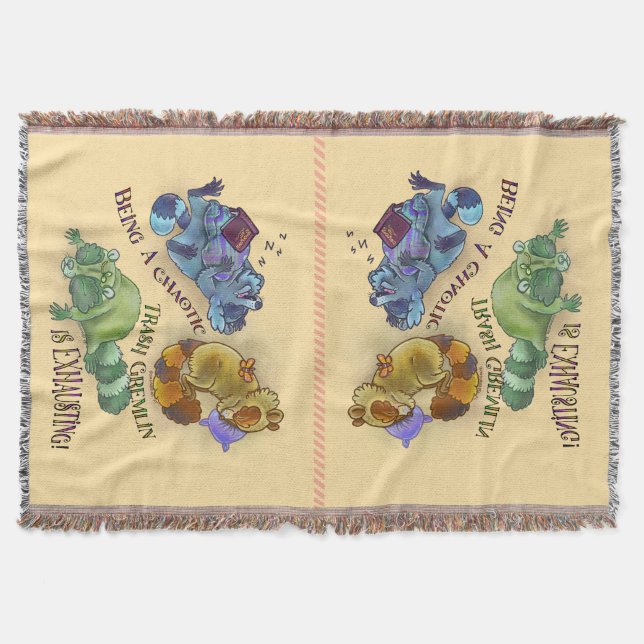 Cobertor Chaotic Trash Gremlin, sleepy raccoons (Frente)