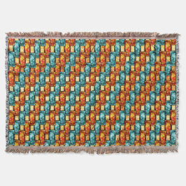 Cobertor Chapas retangulares esculpidas e manchadas, ciano