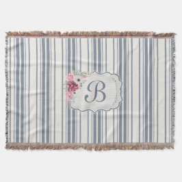 Cobertor Charm French Farmhouse Blue and White Striped