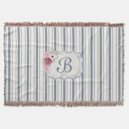 Cobertor Charm French Farmhouse Blue and White Striped