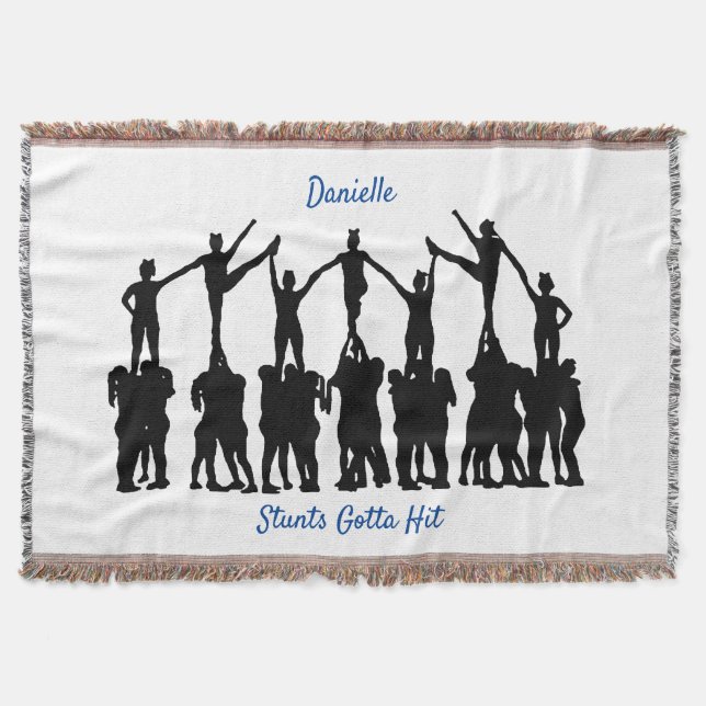 Cobertor Cheerhead "Stunts Gotta Hit" Personalizado Branco (Frente)