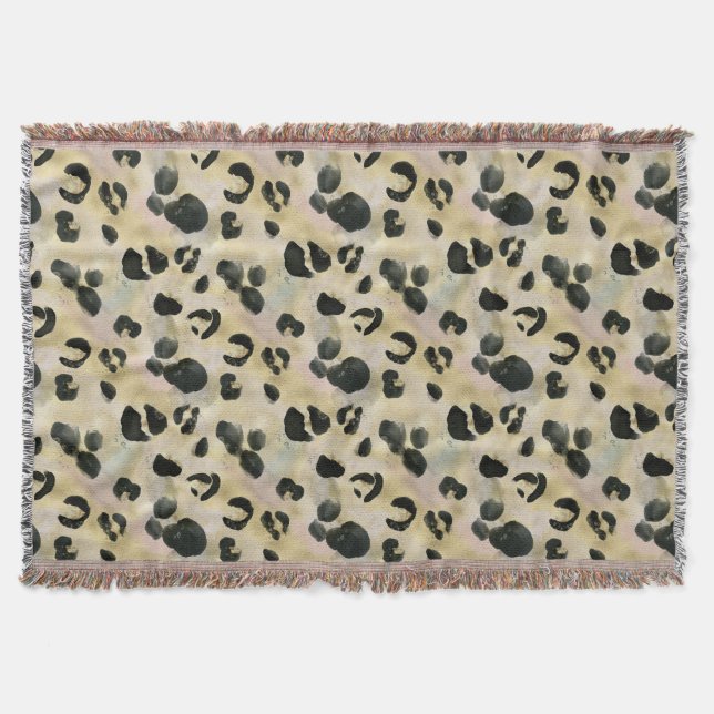 Cobertor Cheetah Animal Print Black, Dourado (Frente)