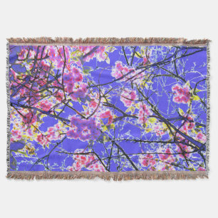 Cobertor Cherry Blossom Blue Floral Design