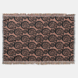 Cobertor Chic Bronze-Brown Fern Frond Swirl Throw Blanket
