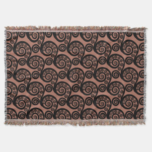 Cobertor Chic Bronze-Brown Fern Frond Swirl Throw Blanket