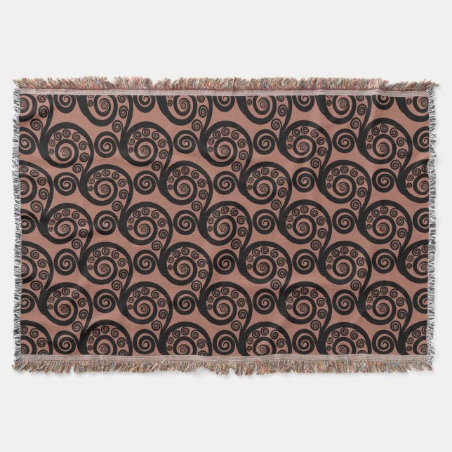 Cobertor Chic Bronze-Brown Fern Frond Swirl Throw Blanket (Frente)