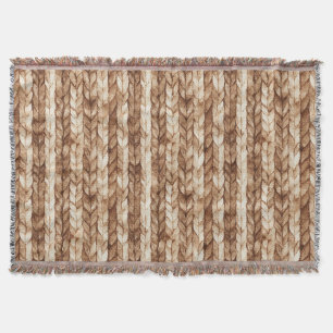 Cobertor Chic Brown Cream Faux Stripes Tecidas