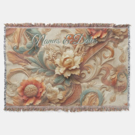 Cobertor Chic, Cremes Elegantes e textura de flor de couro