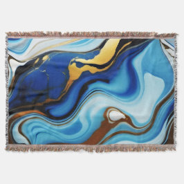 Cobertor Chic Pastel Blue Gold Faux Marble