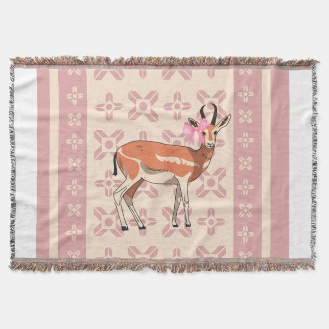 Cobertor Chic Pink Doe-patterned Christmas  (Frente)