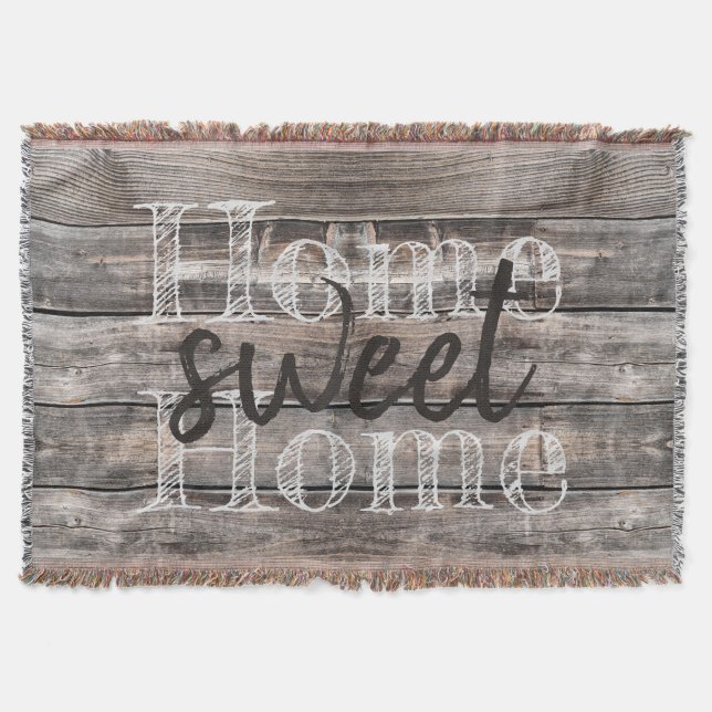 Cobertor chic rustic HOME SWEET HOME | (Frente)