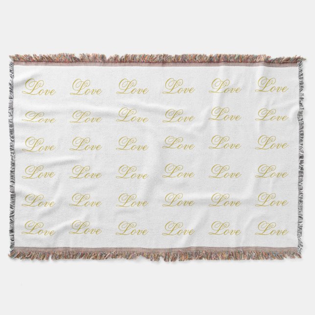 Cobertor Chic Script de Ouro Branco Amor Caligrafia Casamen (Frente)