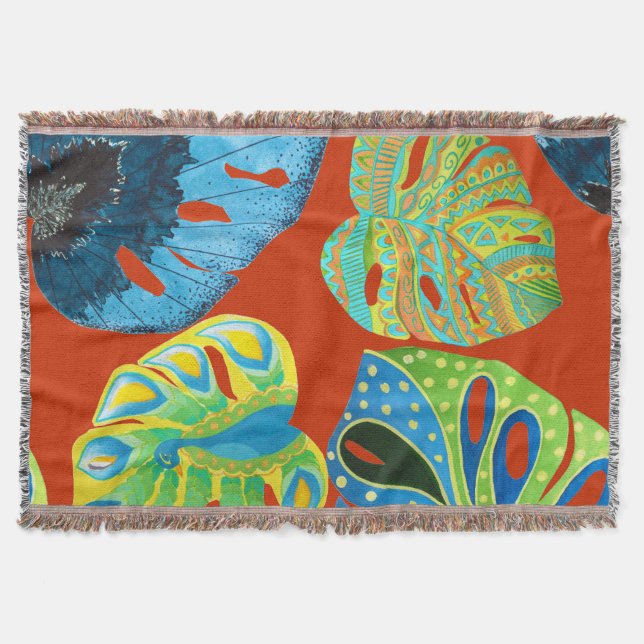 Cobertor Chic Tropical: Padrão De Folha Sem Perfeição. (Frente)