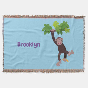 Cobertor Chimpanzé bonito na selva pendurada em desenho ani