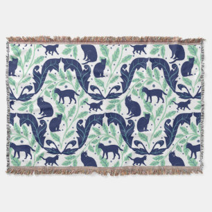 Cobertor Chinoiserie Blue Mint Preto-Gato-Quadrado