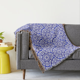 Cobertor Chinoiserie de Potência Azul e Branca Inspirada As